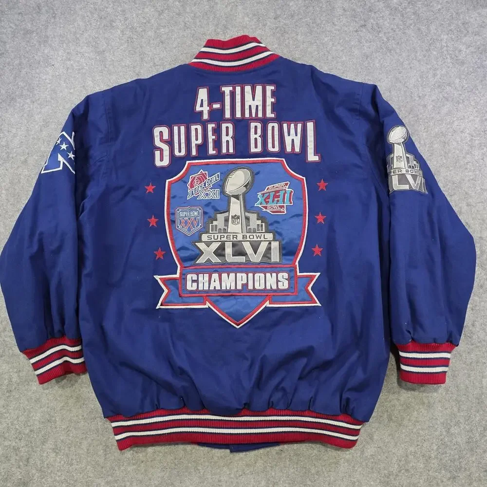 New‎ York Giants Varsity Jacket Mens XL Blue NFL Football Super Bowl Champions